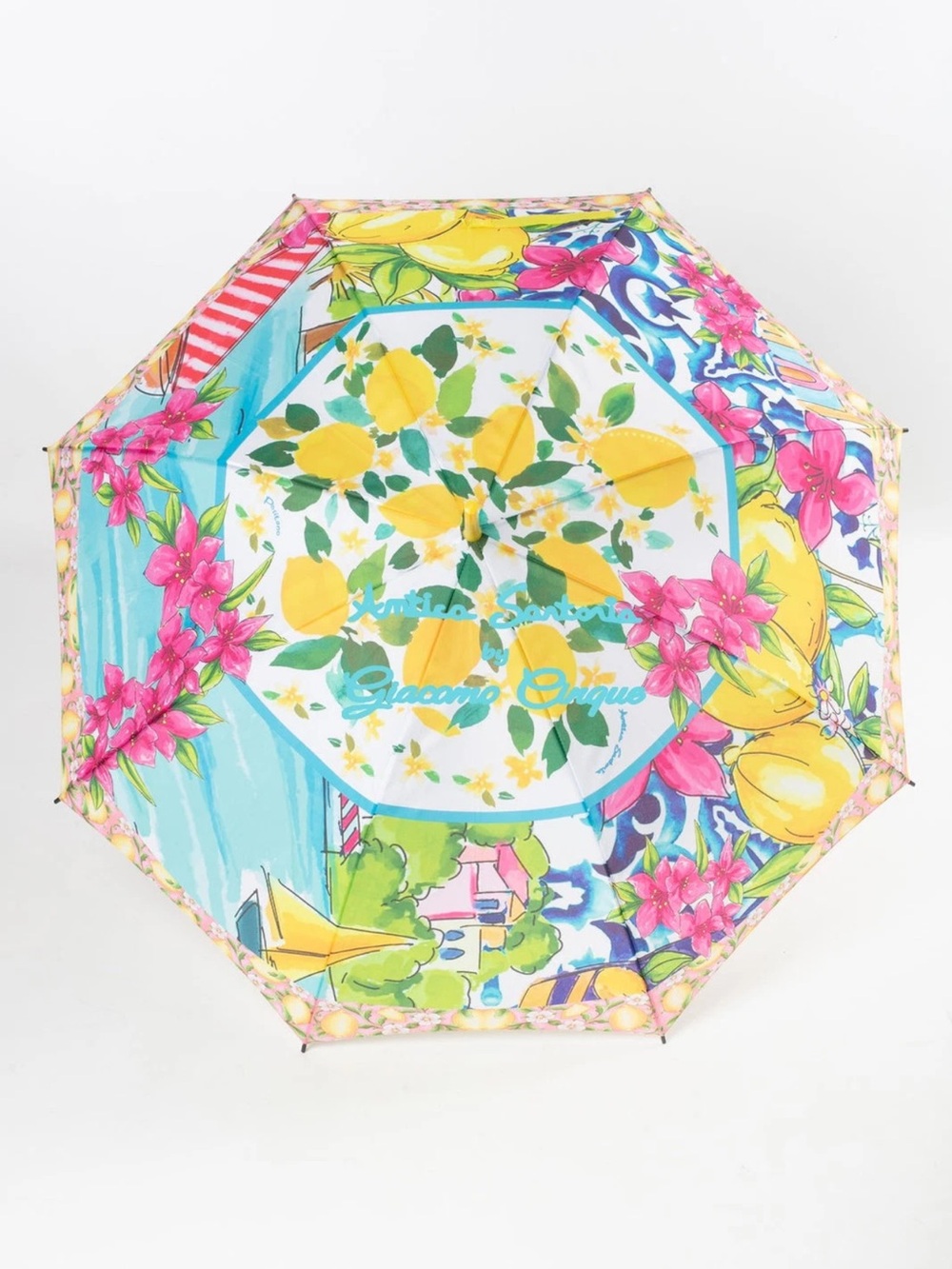 Antica Sartoria Giacomo Cinque Yellow & Pink Lemon Print Umbrella NWT